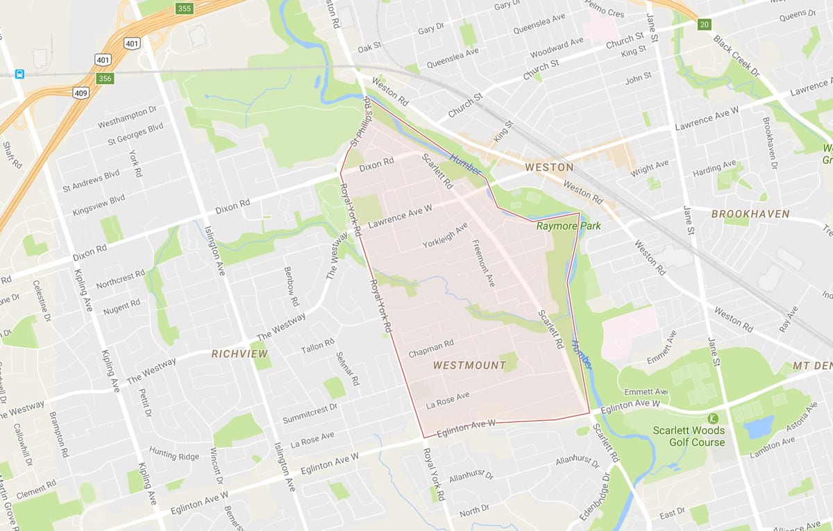 Карта на Поезијата Височини – Westmount соседство Торонто