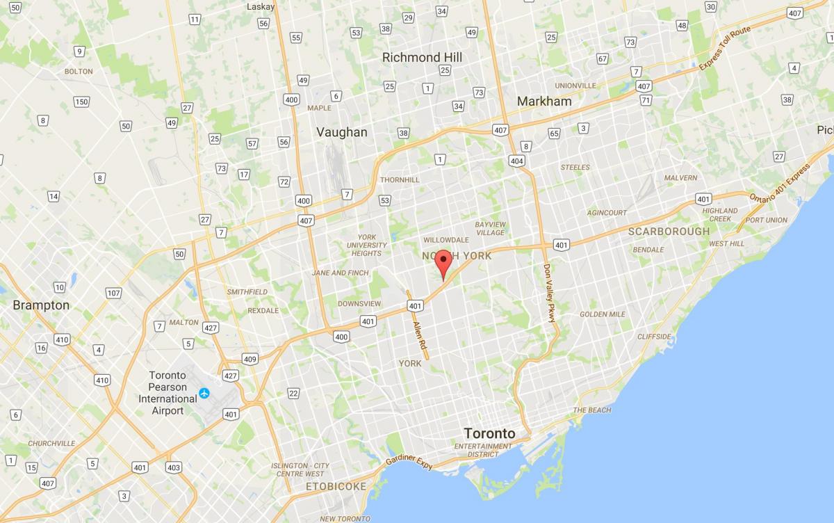 Карта на Оклоп Височини област Торонто