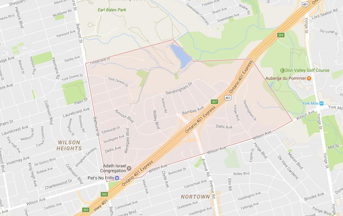 Карта на Оклоп Височини соседство Торонто