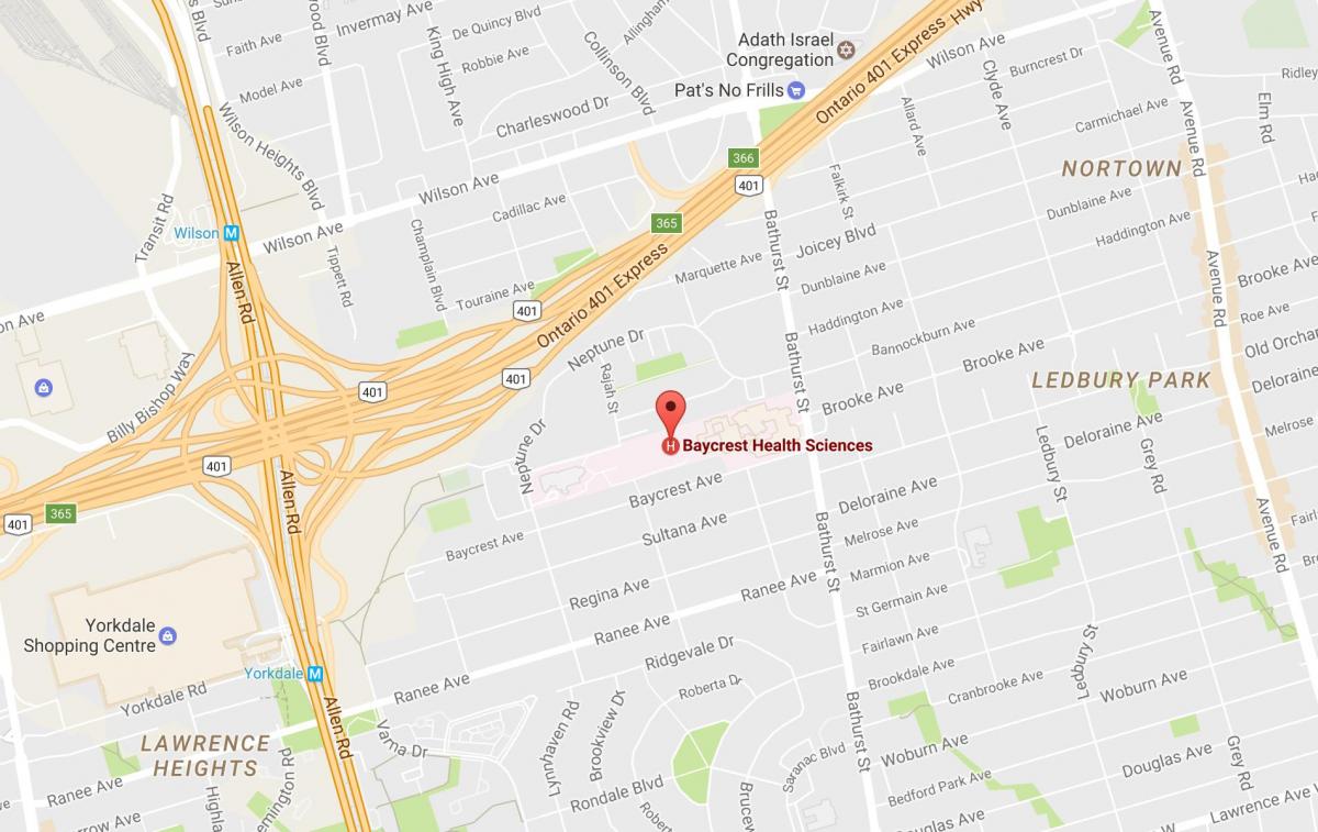 Карта на Baycrest Здравствени Науки Торонто