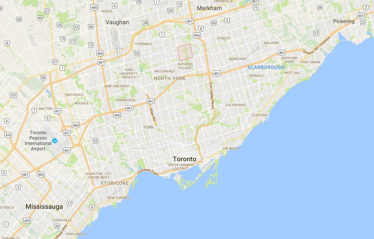 Карта на Bayview Шумата – Steeles област Торонто