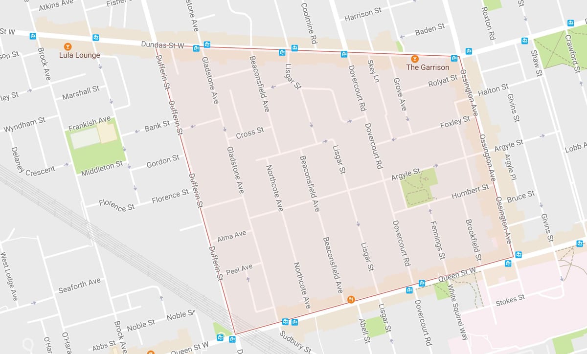 Карта на Beaconsfield Село соседство Торонто