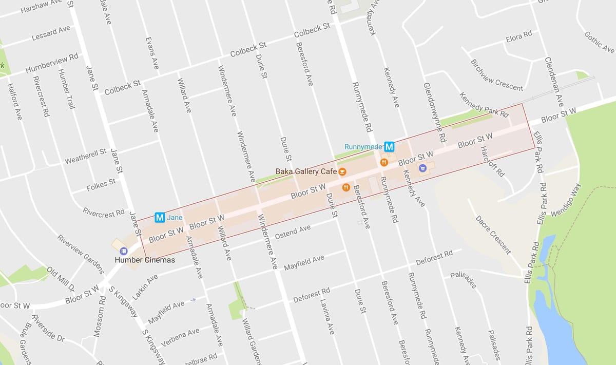 Карта на Bloor Запад Село соседство Торонто