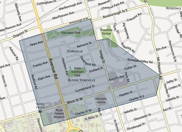 Карта на Bloor Yorkville