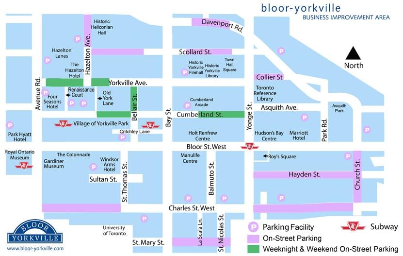 Карта на Bloor Yorkville паркинг