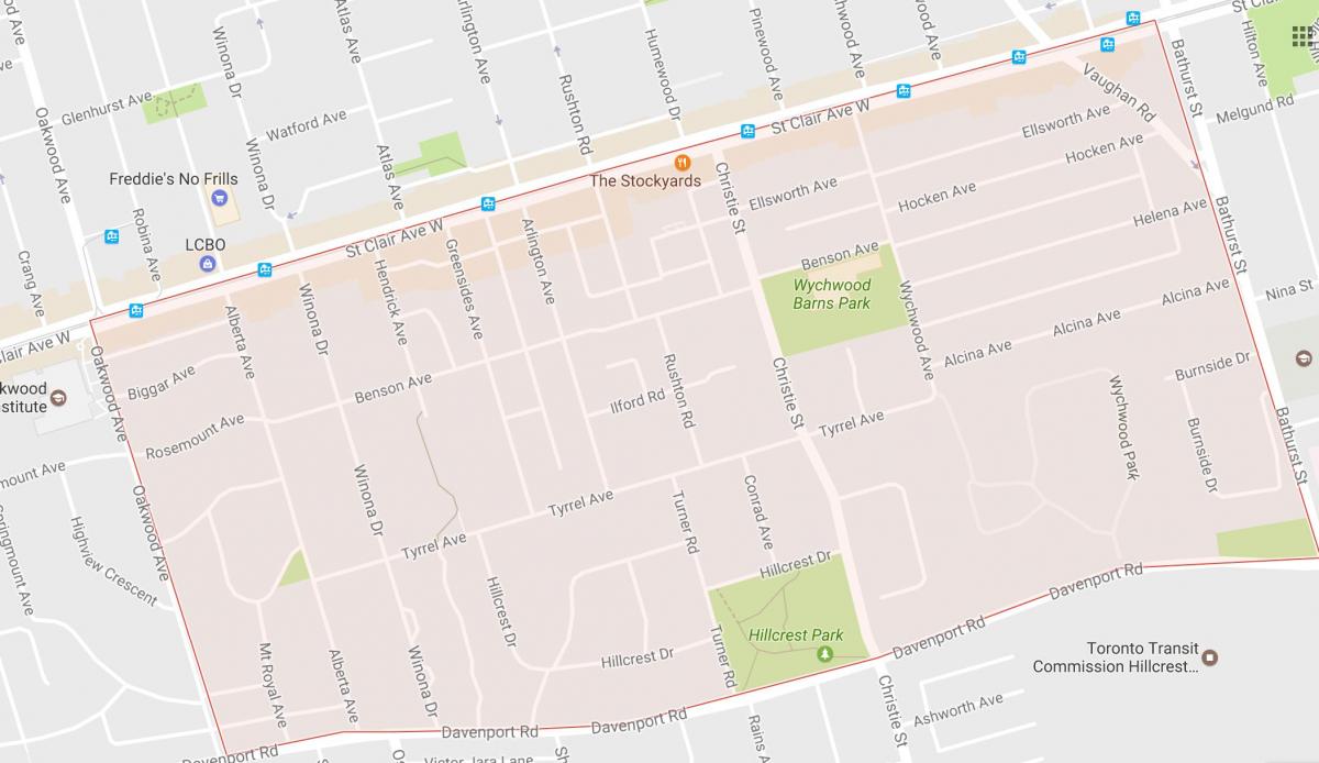 Карта на Bracondale Ридот соседство Торонто