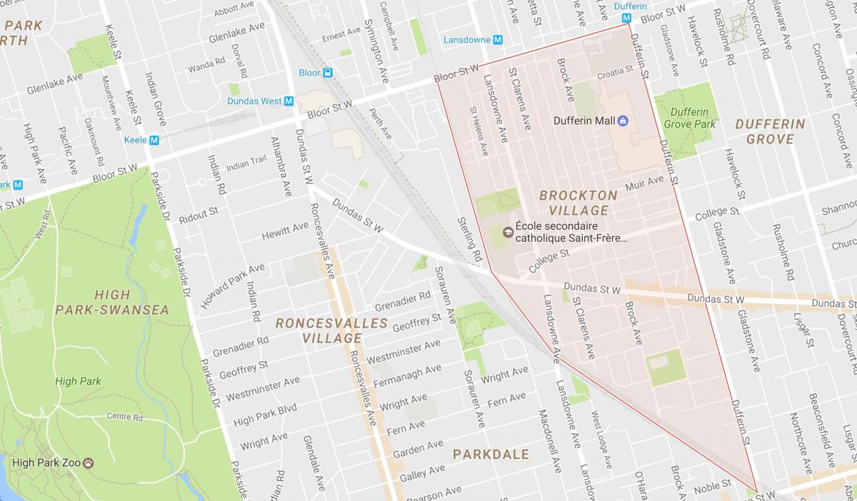Карта на Brockton Село соседство Торонто