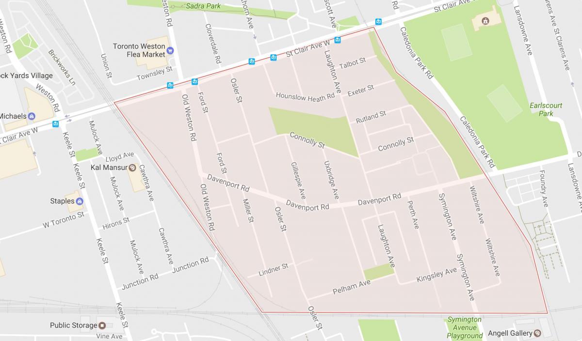 Карта на Carleton Село соседство Торонто