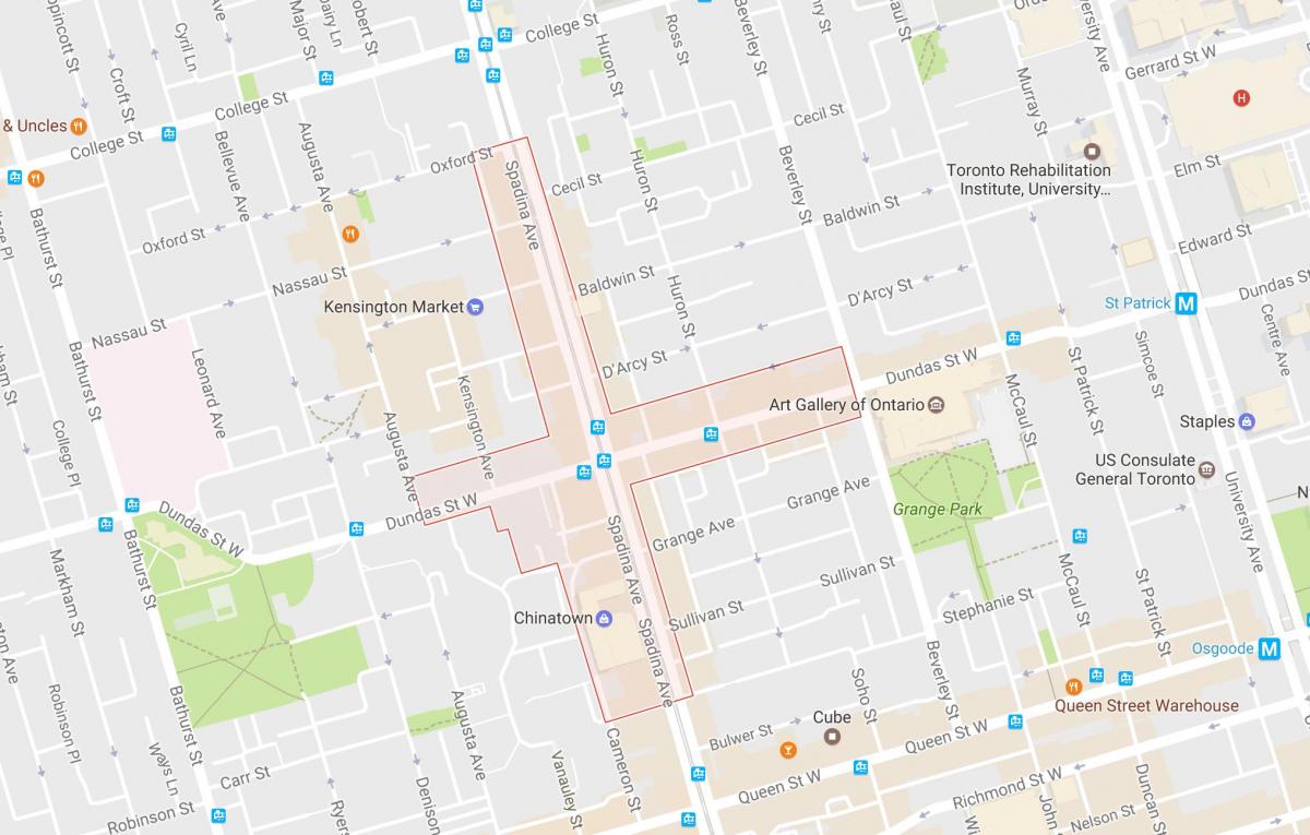 Карта на Chinatown соседство Торонто