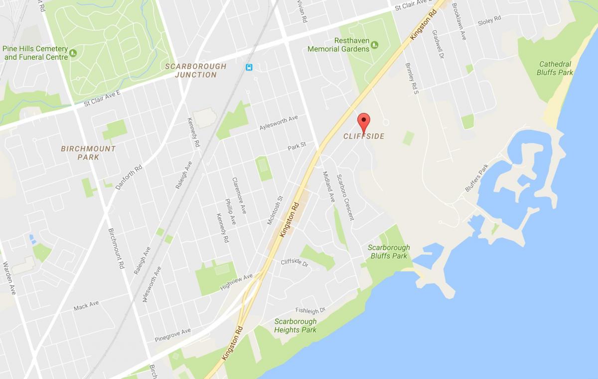 Карта на Cliffside соседство Торонто