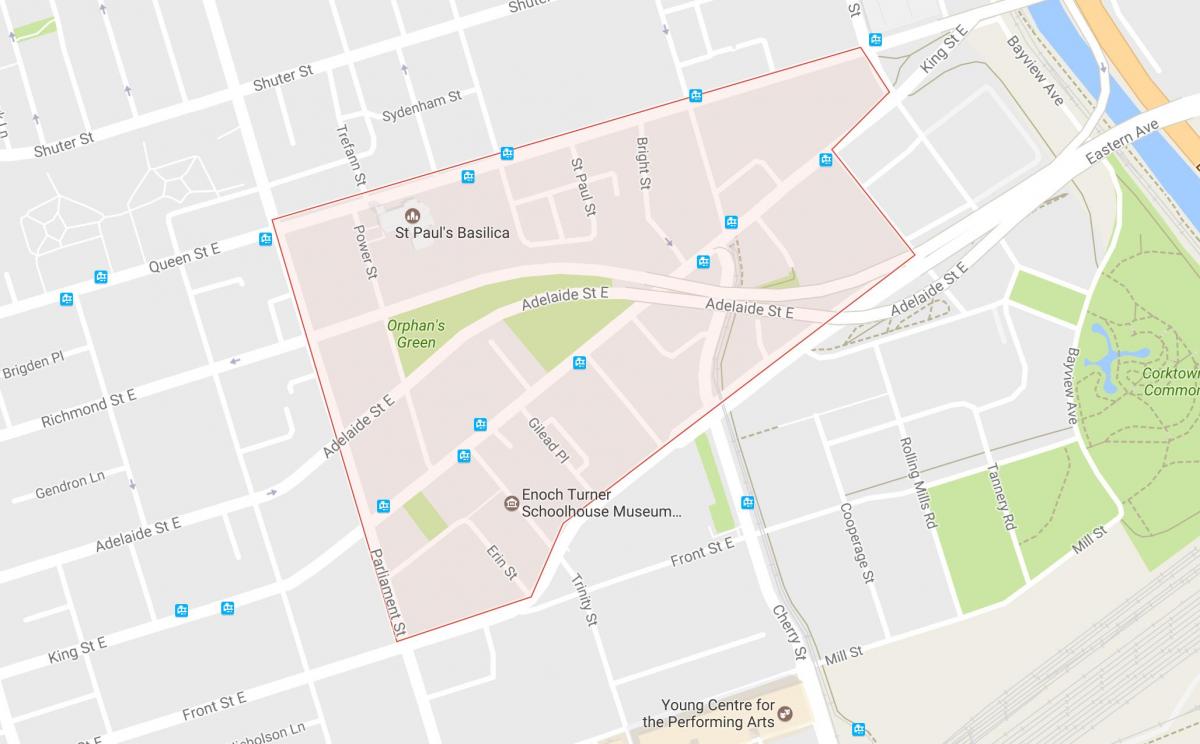 Карта на Corktown соседство Торонто