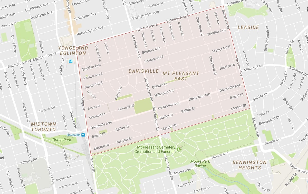 Карта на Davisville Село соседство Торонто
