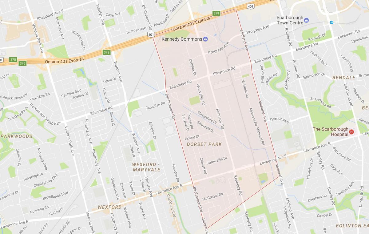 Карта на Dorset Парк соседство Торонто