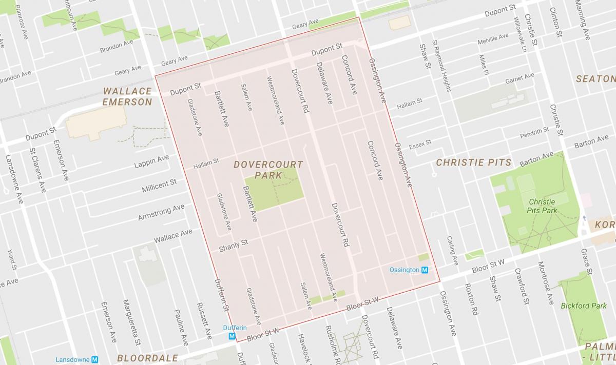 Карта на Dovercourt Парк соседство Торонто