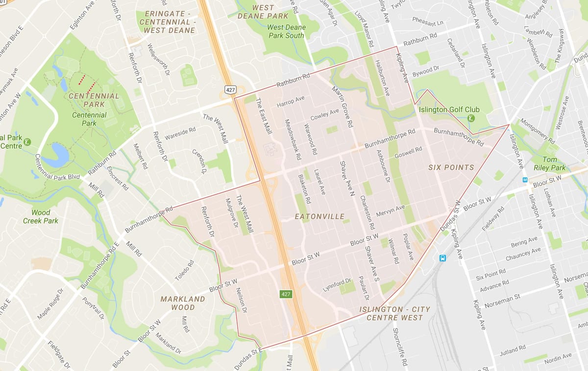 Карта на Eatonville соседство Торонто
