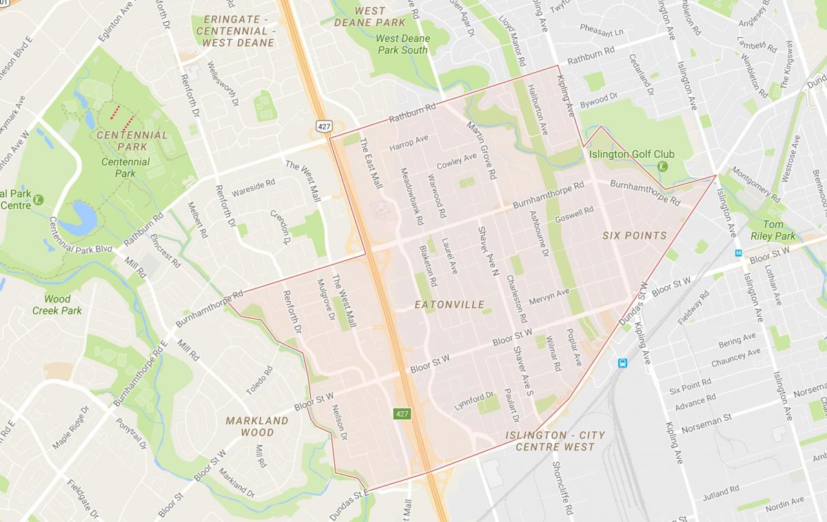 Карта на Eatonville соседство Торонто