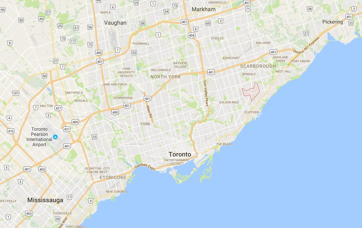 Карта на Eglinton Исток област Торонто