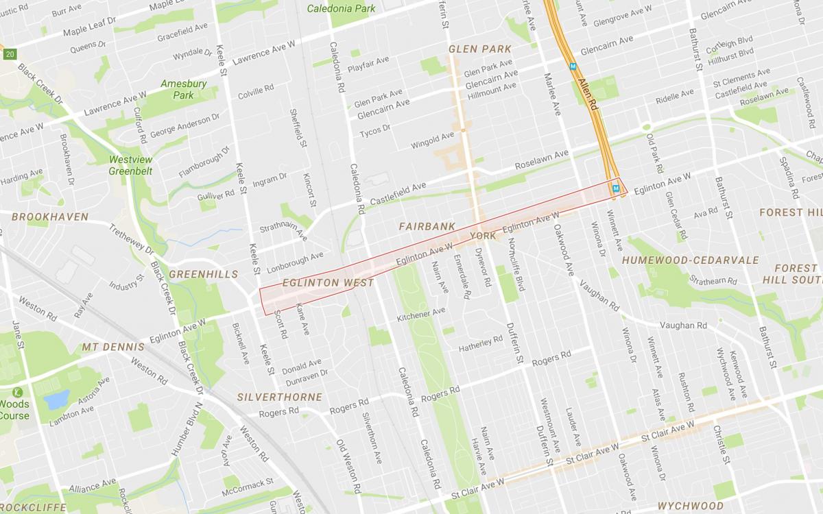 Карта на Eglinton Запад соседство Торонто