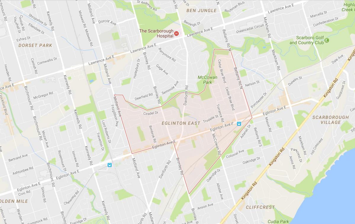 Карта на Eglinton Исток соседство Торонто