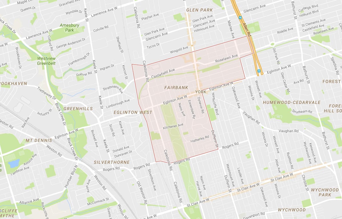 Карта на Fairbank соседство Торонто