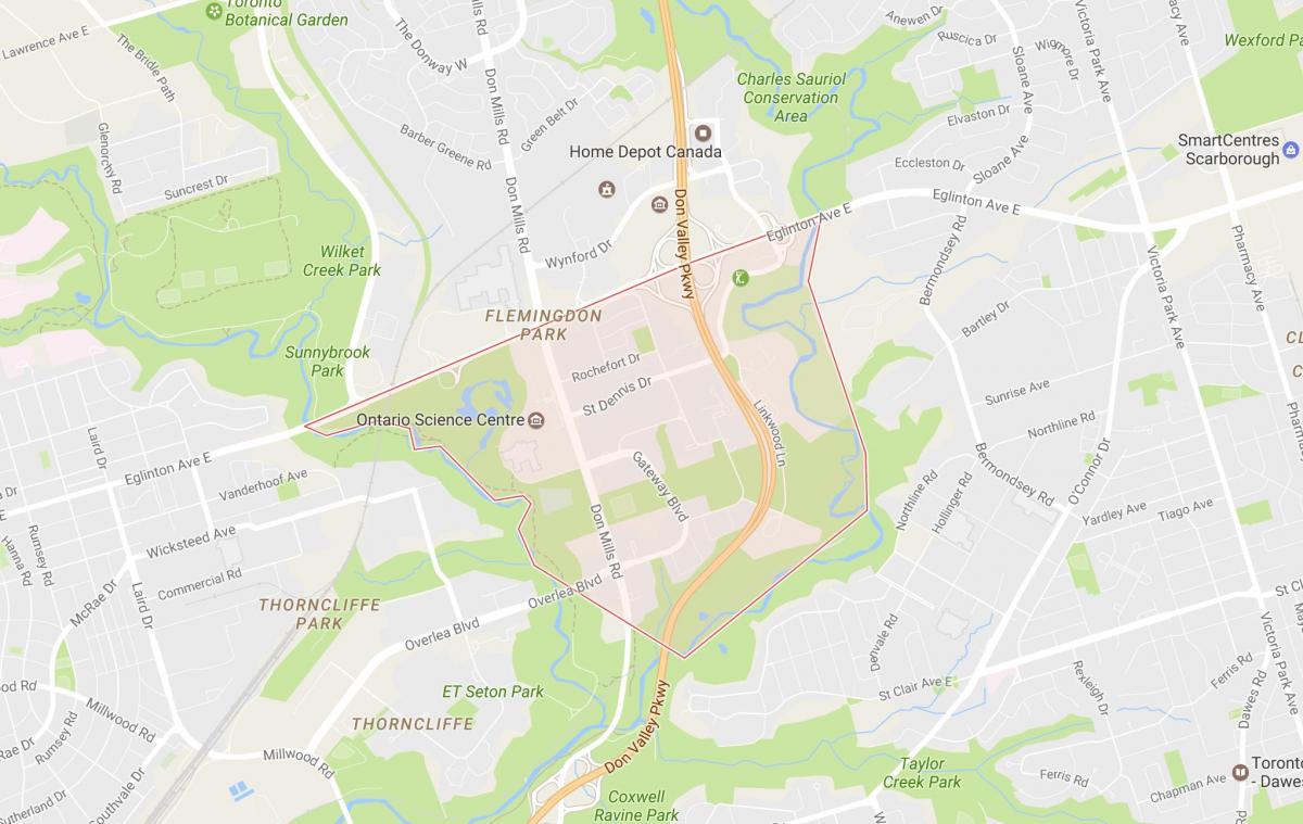 Карта на Flemingdon Парк соседство Торонто