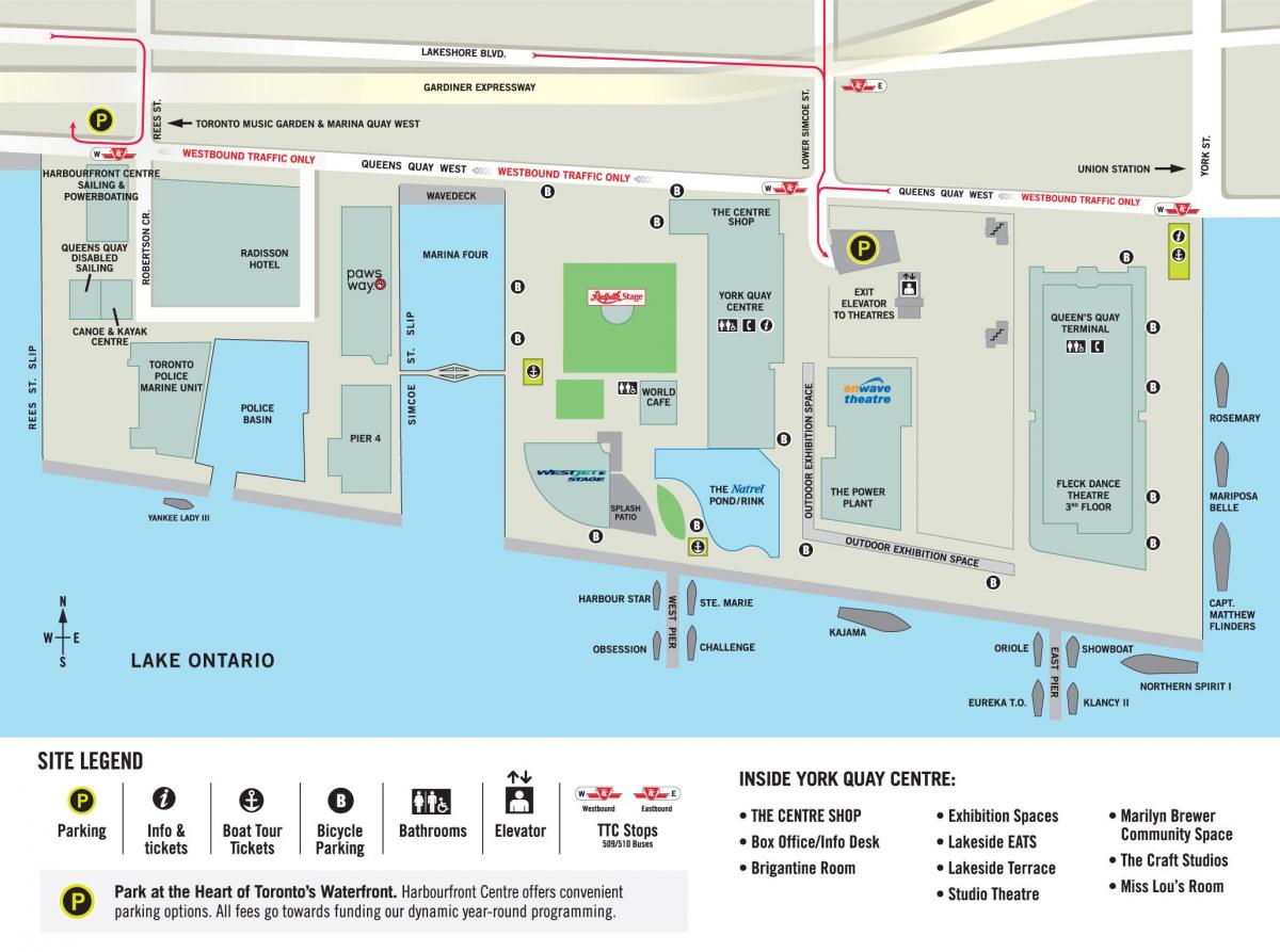 Карта на Harbourfront Центар за Торонто