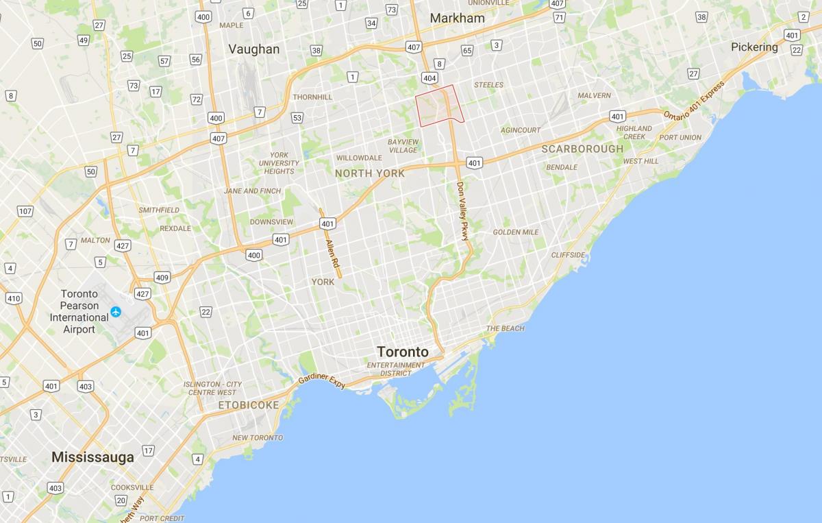 Карта на Hillcrest Село област Торонто