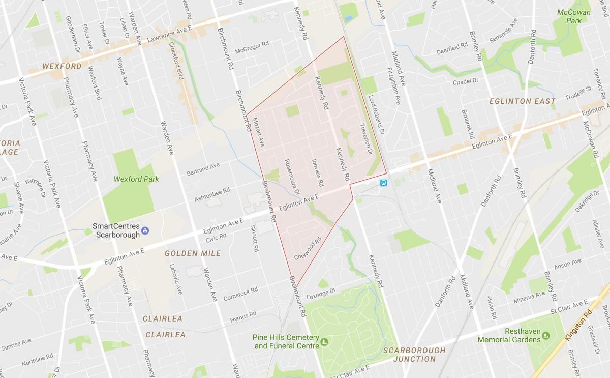 Карта на Ionview соседство Торонто