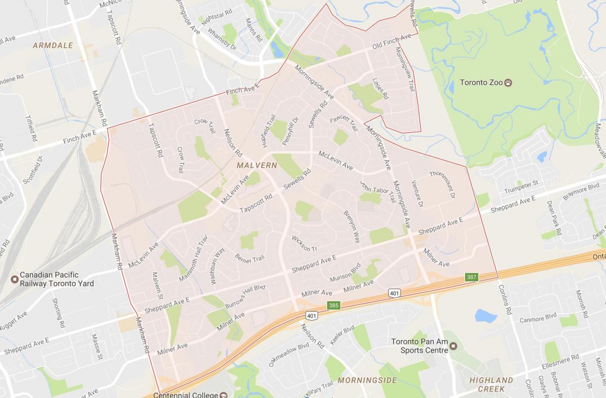 Карта на Malvern соседство Торонто