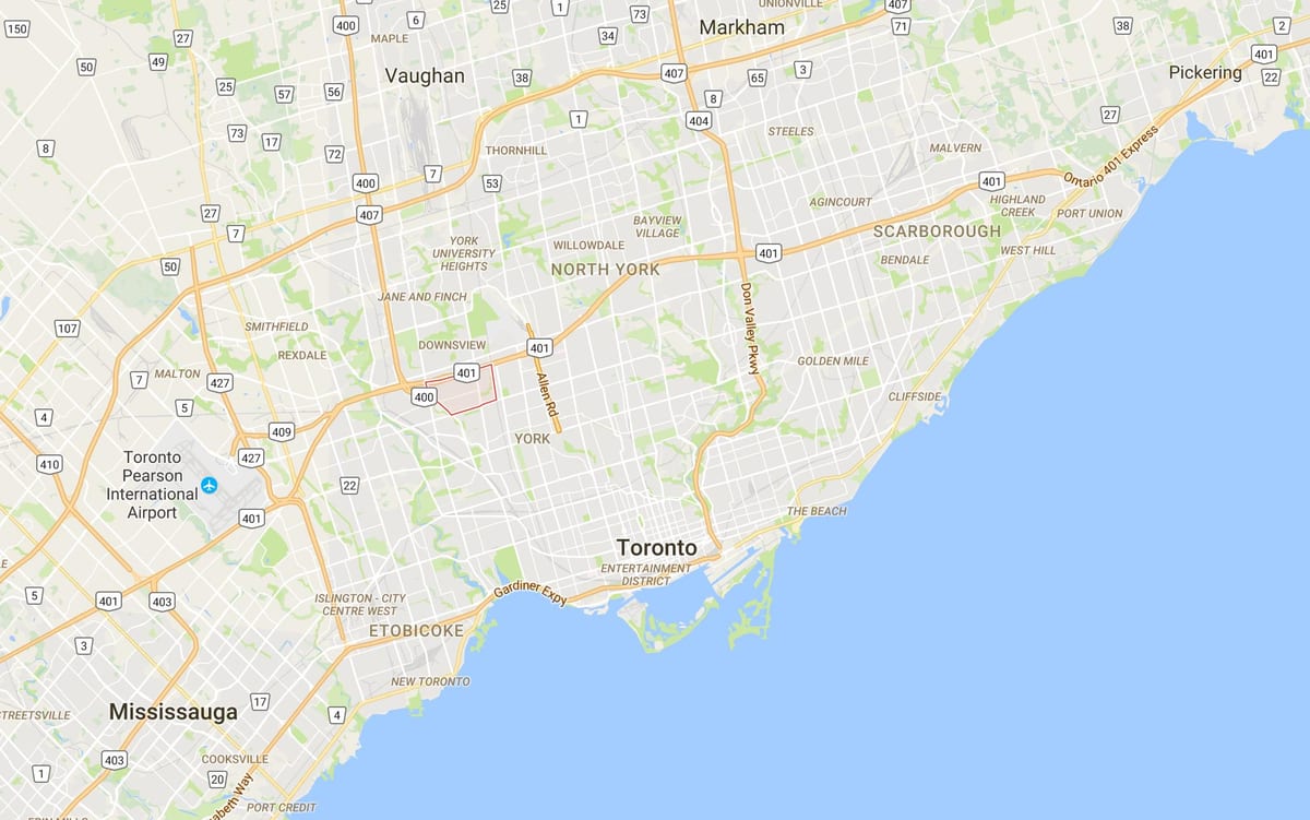 Карта на Maple Leaf област Торонто