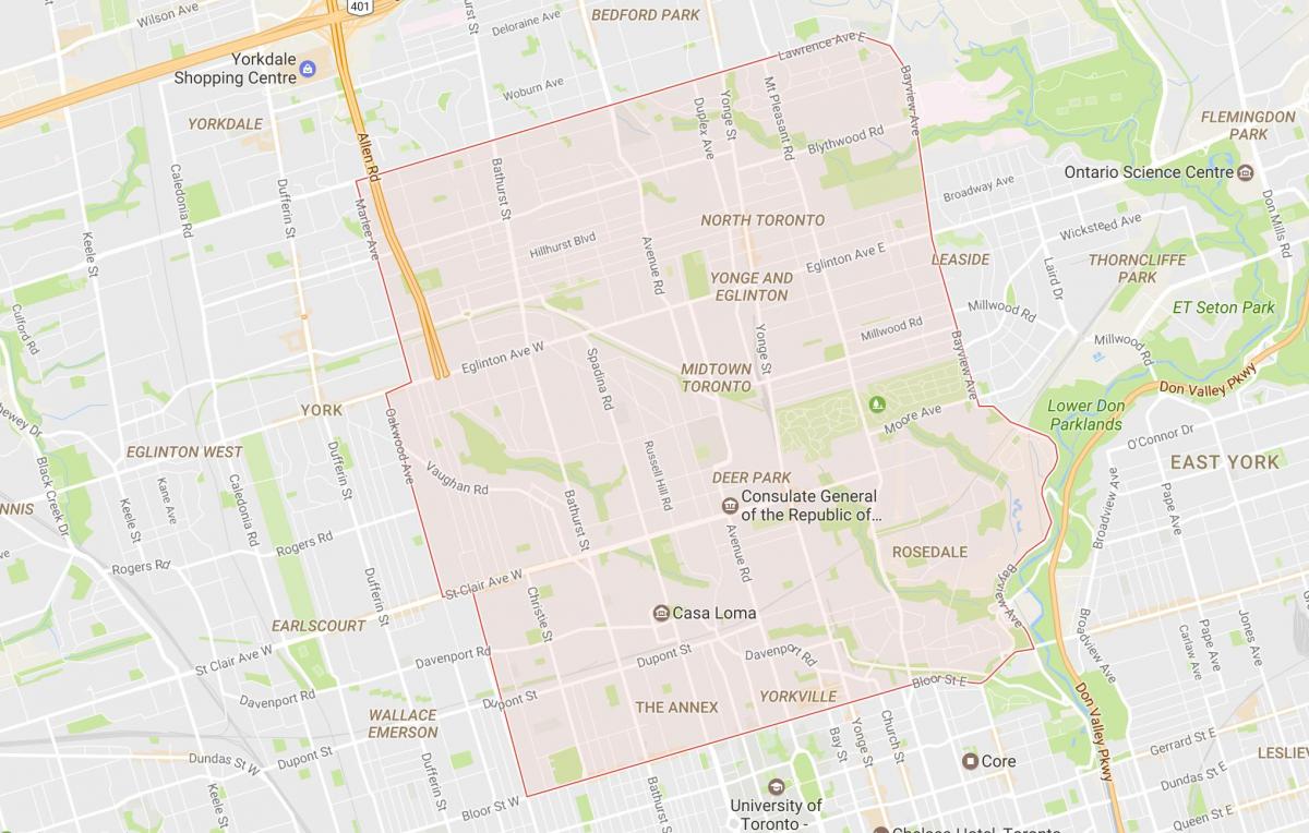 Карта на Midtown соседство Торонто