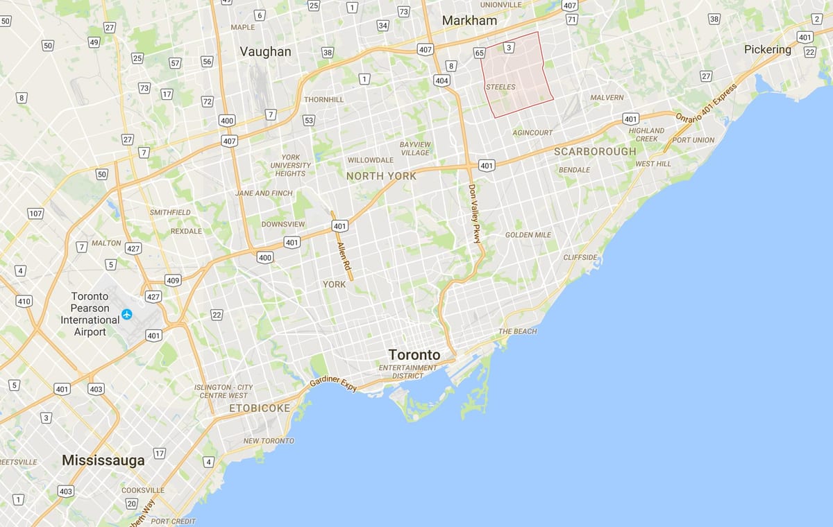 Карта на Milliken област Торонто