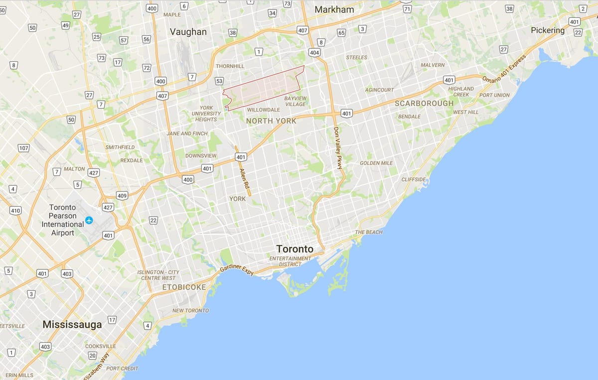 Карта на Newtonbrook област Торонто