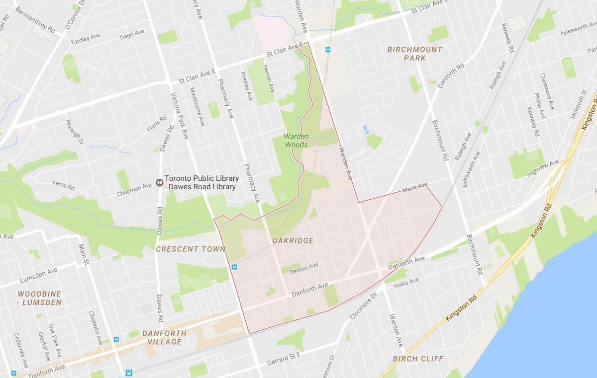 Карта на Oakridge соседство Торонто