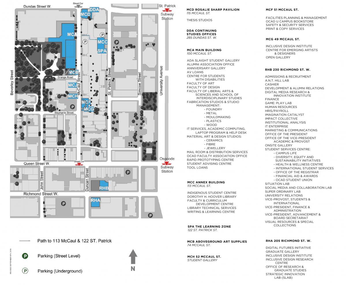 Карта на OCAD Универзитетот Торонто