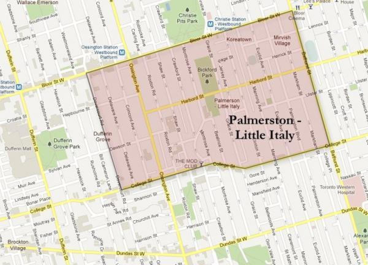 Карта на Palmerston малку Италија Торонто