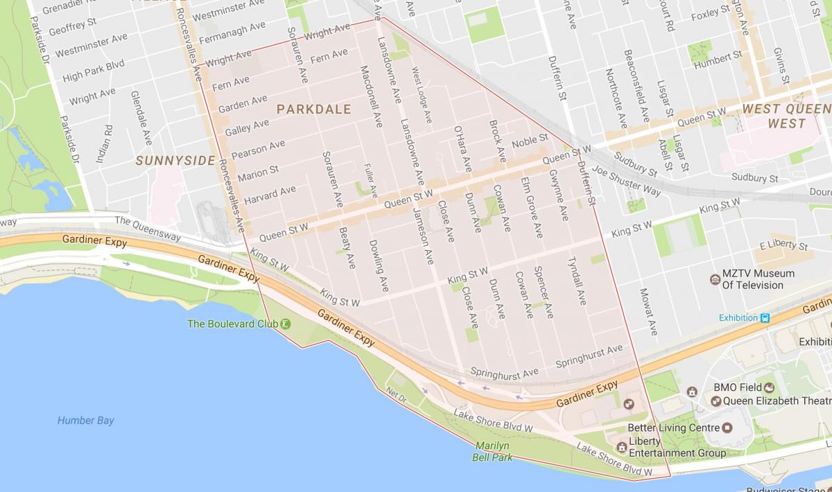 Карта на Parkdale соседство Торонто
