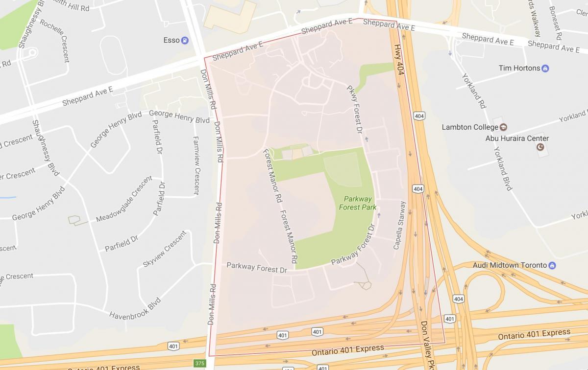 Карта на Parkway Шума во атарот Торонто