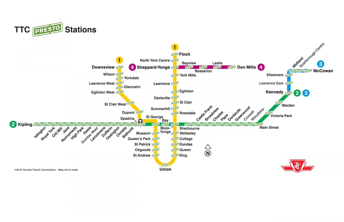 Карта на presto станици TTC