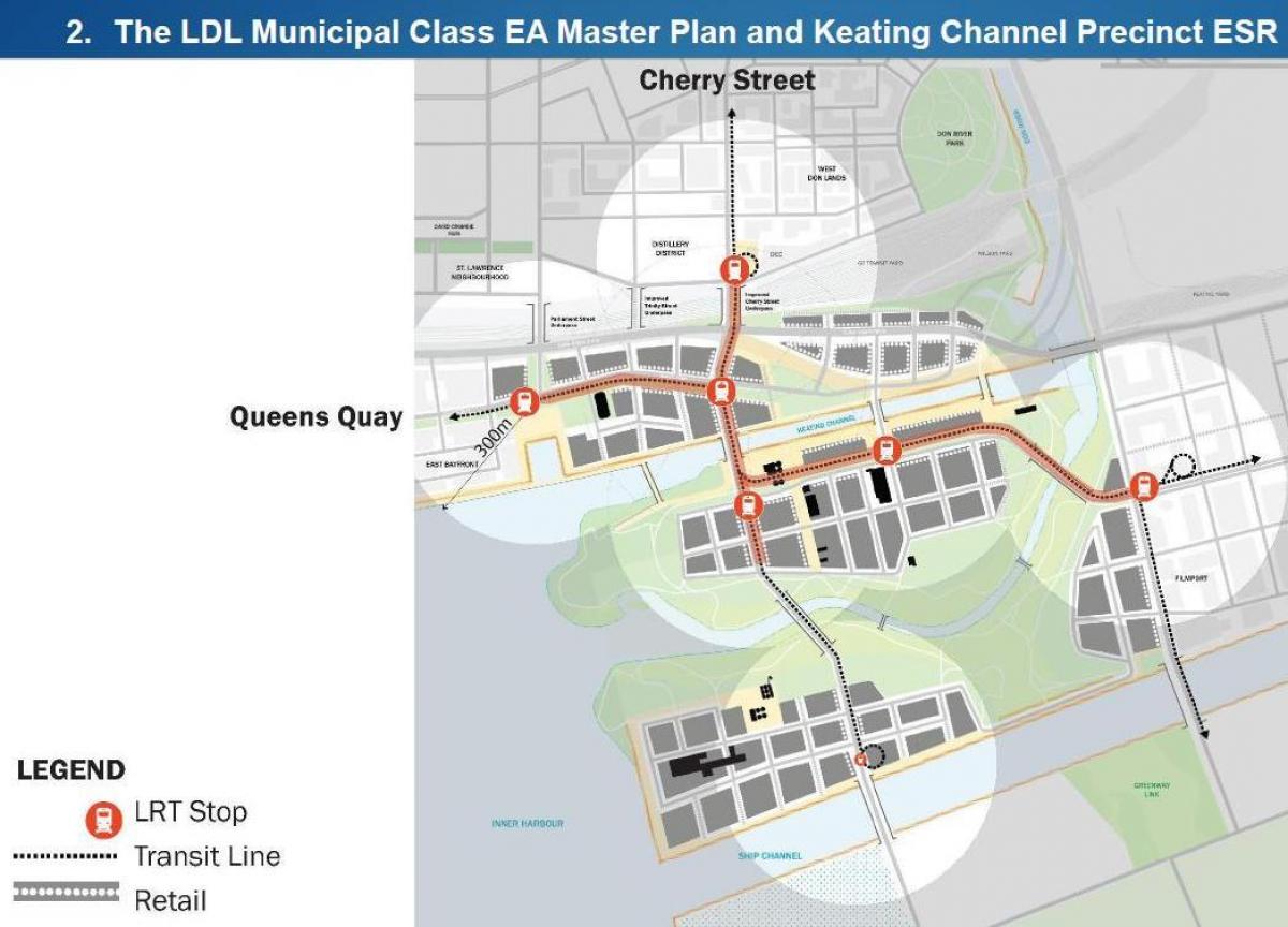 Карта на Projets Источна Водата Исток Bayfront Торонто