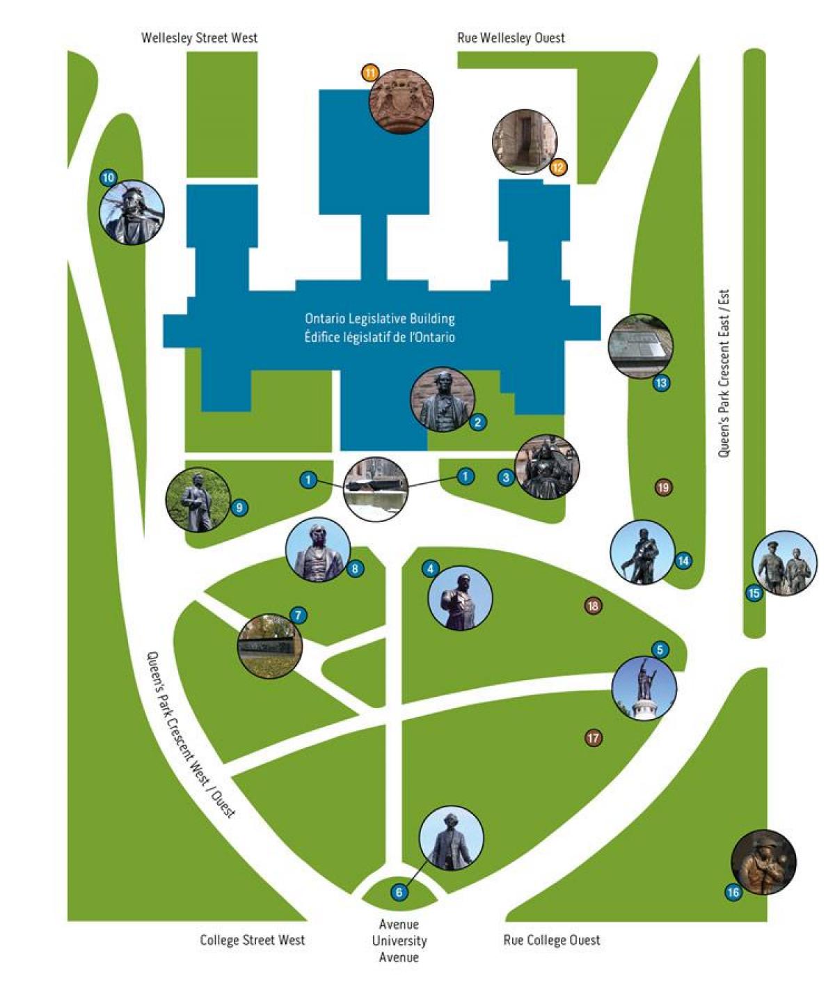 Карта на Queen ' s Park Торонто