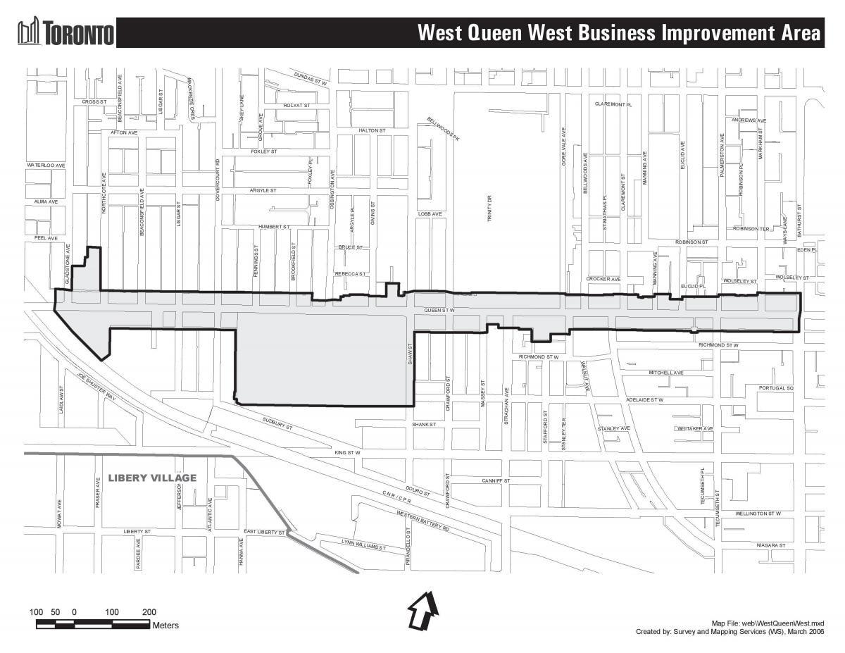 Карта на Queen street west Торонто