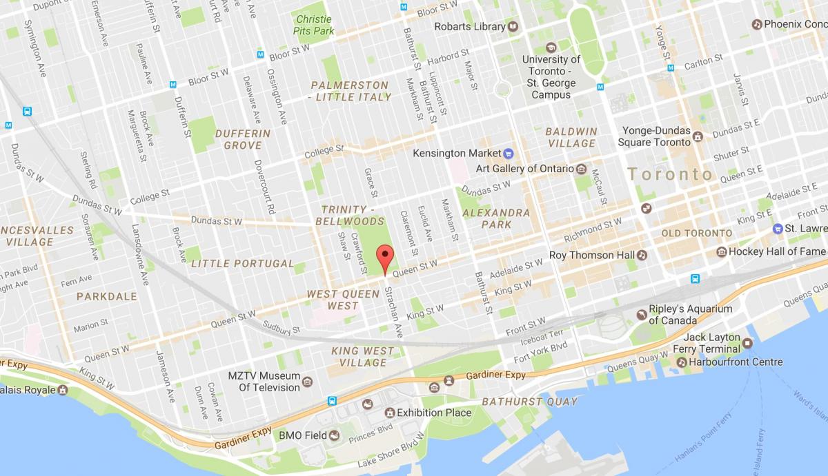 Карта на Queen Street West соседство Торонто