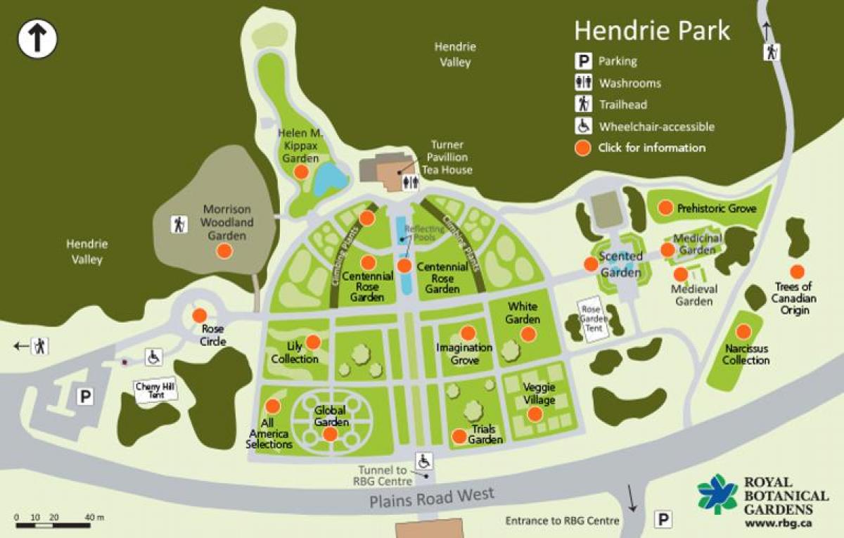 Карта на RBG Hendrie Парк