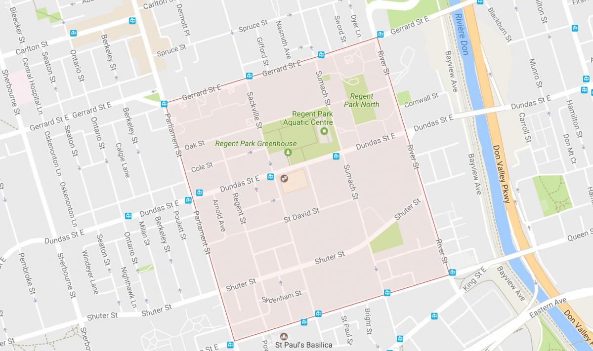 Карта на Regent Парк соседство Торонто
