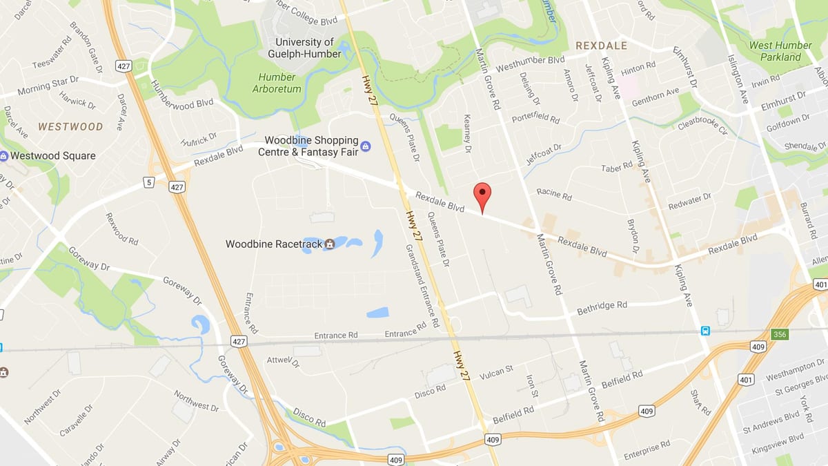 Карта на Rexdale булевар Торонто