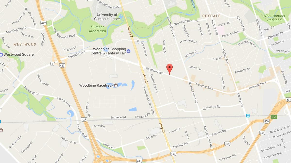 Карта на Rexdale булевар Торонто