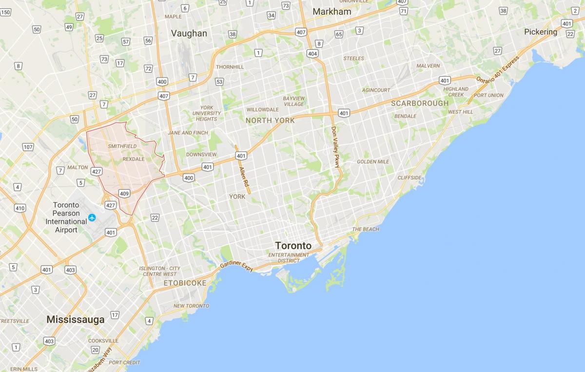 Карта на Rexdale област Торонто