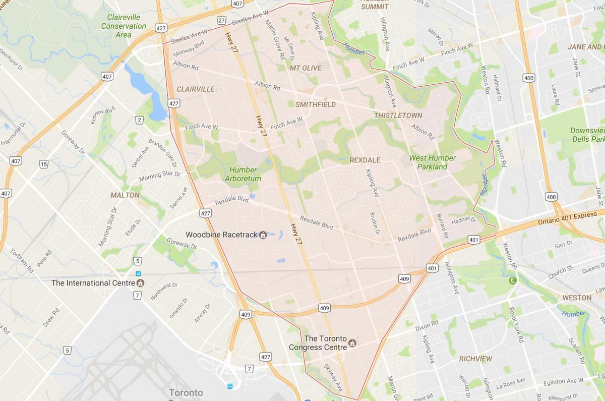 Карта на Rexdale соседство Торонто