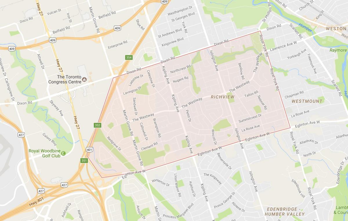 Карта на Richview соседство Торонто